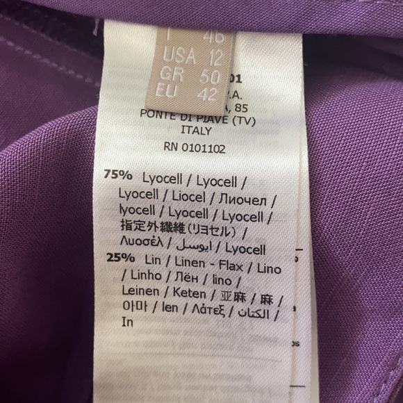 Stefanel Italy Pink Purple Tie Front Linen Pants with Sash - 12 - Picture 12 of 14